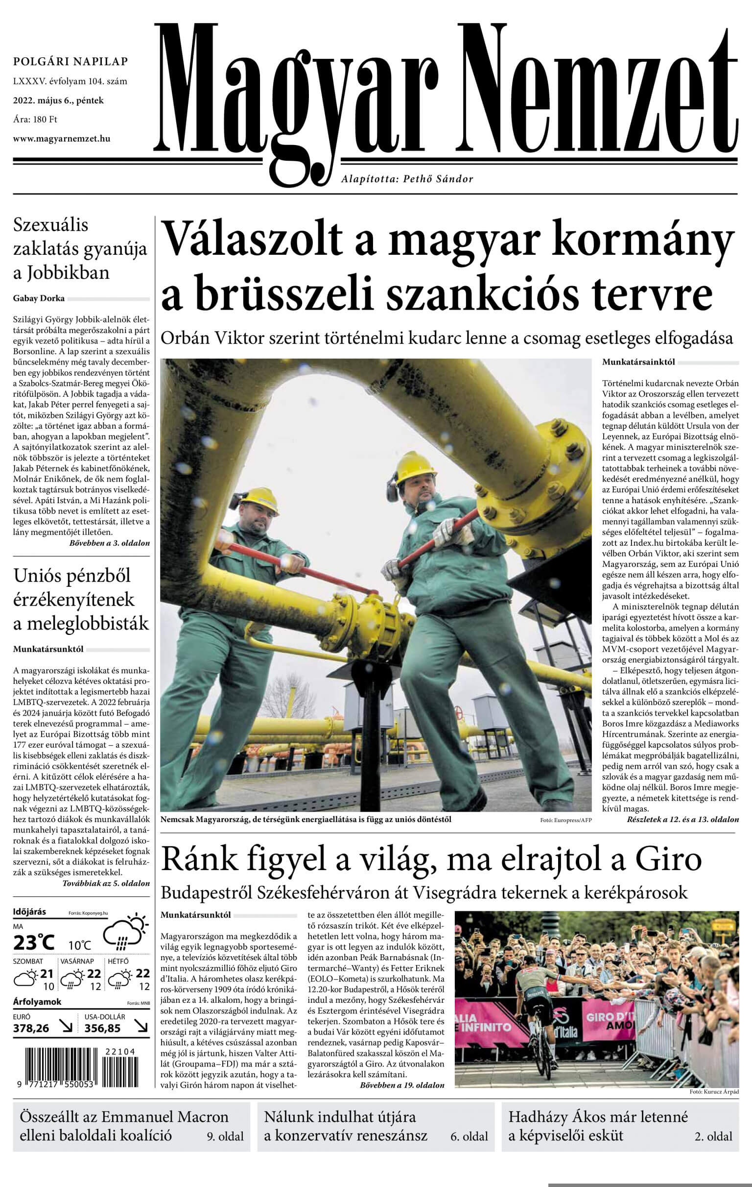 Magyar Nemzet, May 6, 2022